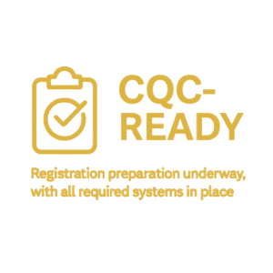 CQC-Ready badge – Registration preparation underway with all required systems in place